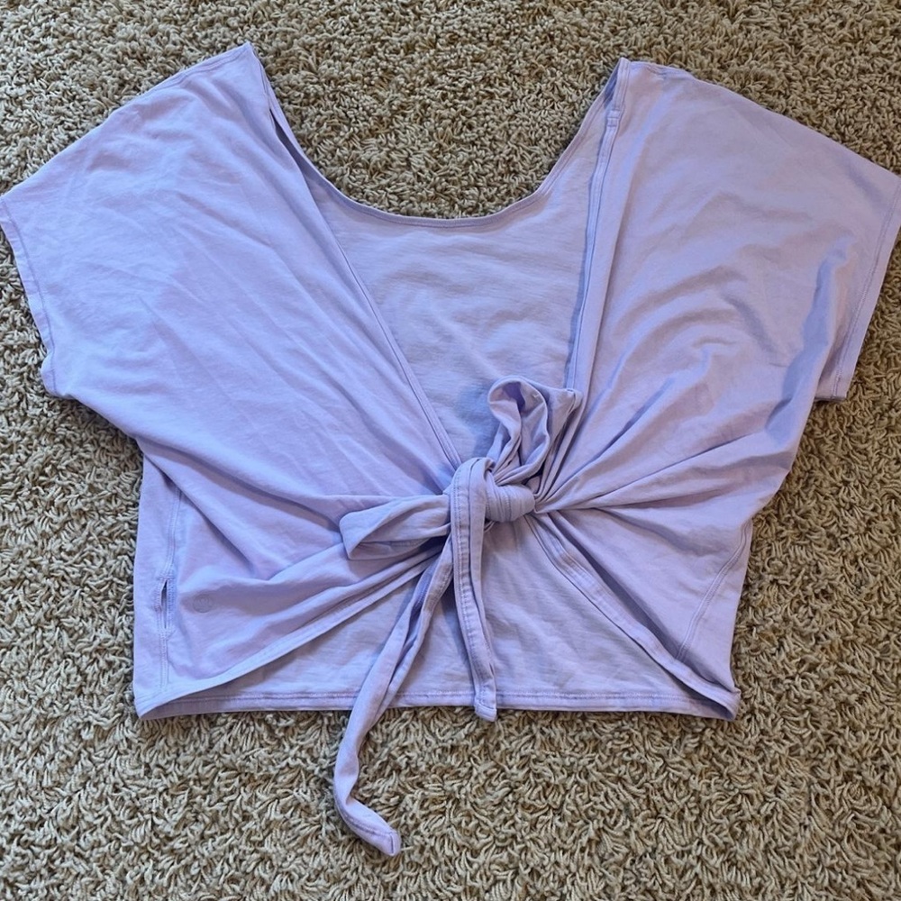 Lululemon Athletica Purple Tie-Front Crop Tee